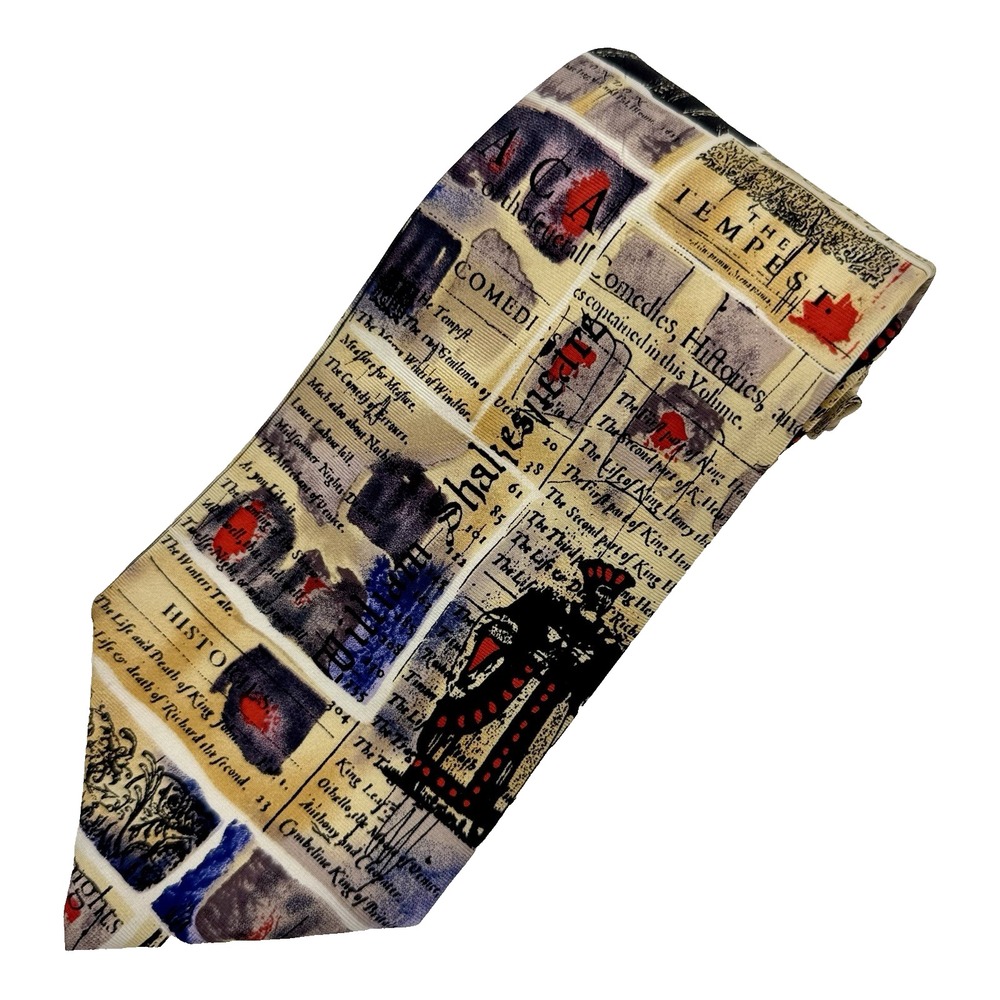 Necktie Alynn Creative American‎ Design "Shakespeare" 100% Silk 57" Vintage
